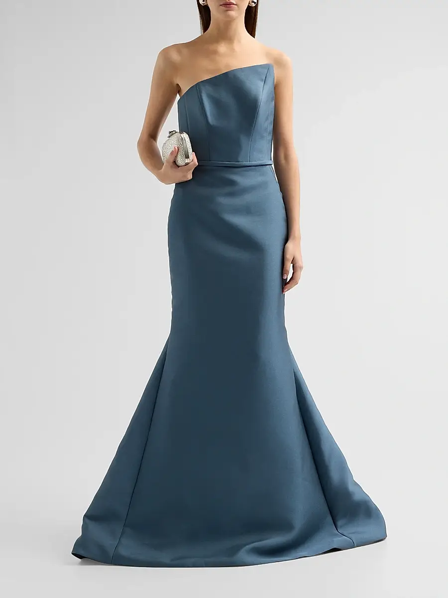 Amsale Women's Satin Asymmetric Bow Gown | Thumbnail 2 Amsale Women's Satin Asymmetric Bow Gown | Thumbnail 2
