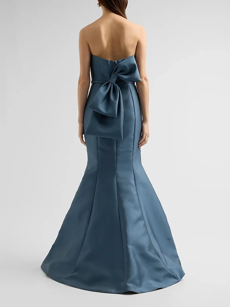 Amsale Women's Satin Asymmetric Bow Gown | Thumbnail 3 Amsale Women's Satin Asymmetric Bow Gown | Thumbnail 3