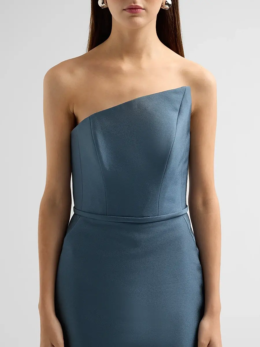 Amsale Women's Satin Asymmetric Bow Gown | Thumbnail 5 Amsale Women's Satin Asymmetric Bow Gown | Thumbnail 5