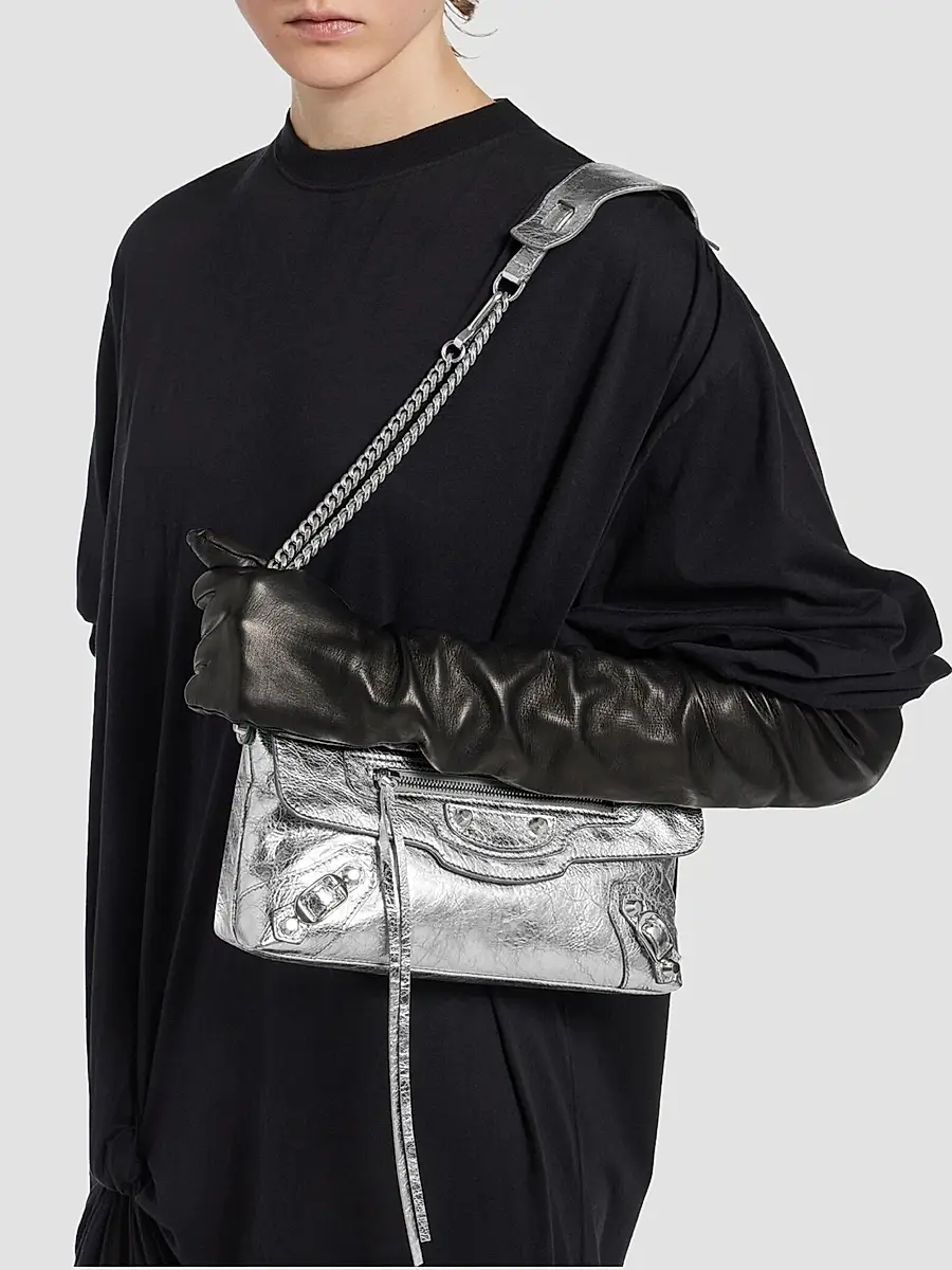 Balenciaga Women's Le City Clutch with Chain - Silver | Thumbnail 4 Balenciaga Women's Le City Clutch with Chain - Silver | Thumbnail 4