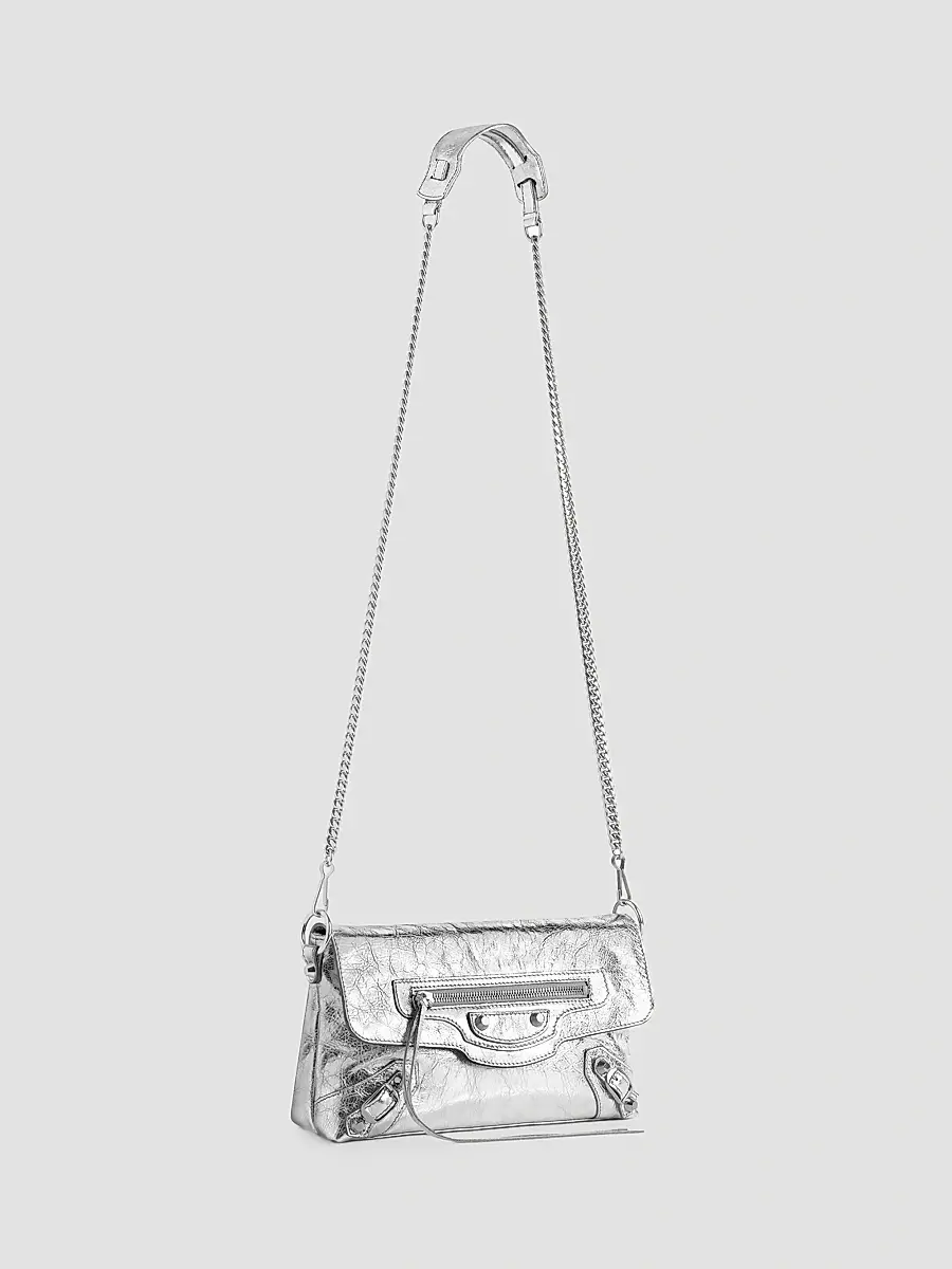 Balenciaga Women's Le City Clutch with Chain - Silver | Thumbnail 5 Balenciaga Women's Le City Clutch with Chain - Silver | Thumbnail 5