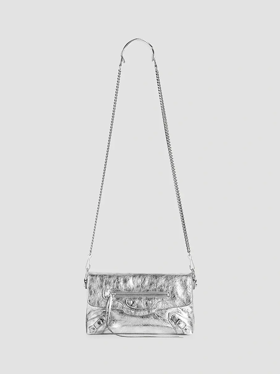 Balenciaga Women's Le City Clutch with Chain - Silver | Thumbnail 6 Balenciaga Women's Le City Clutch with Chain - Silver | Thumbnail 6