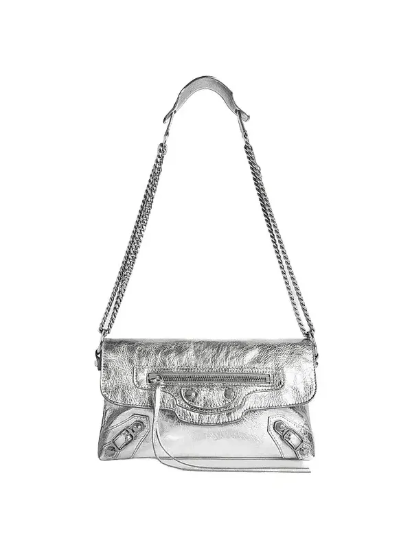 Balenciaga Women's Le City Clutch with Chain - Silver
