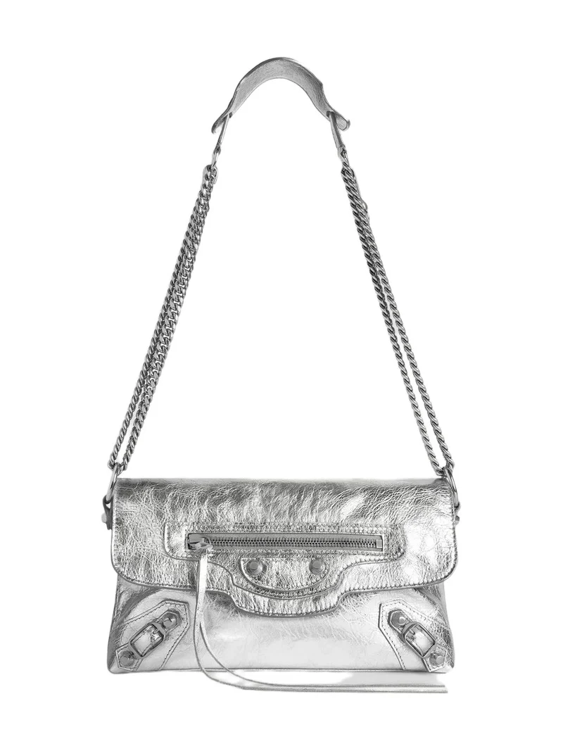 Balenciaga Women's Le City Clutch with Chain - Silver