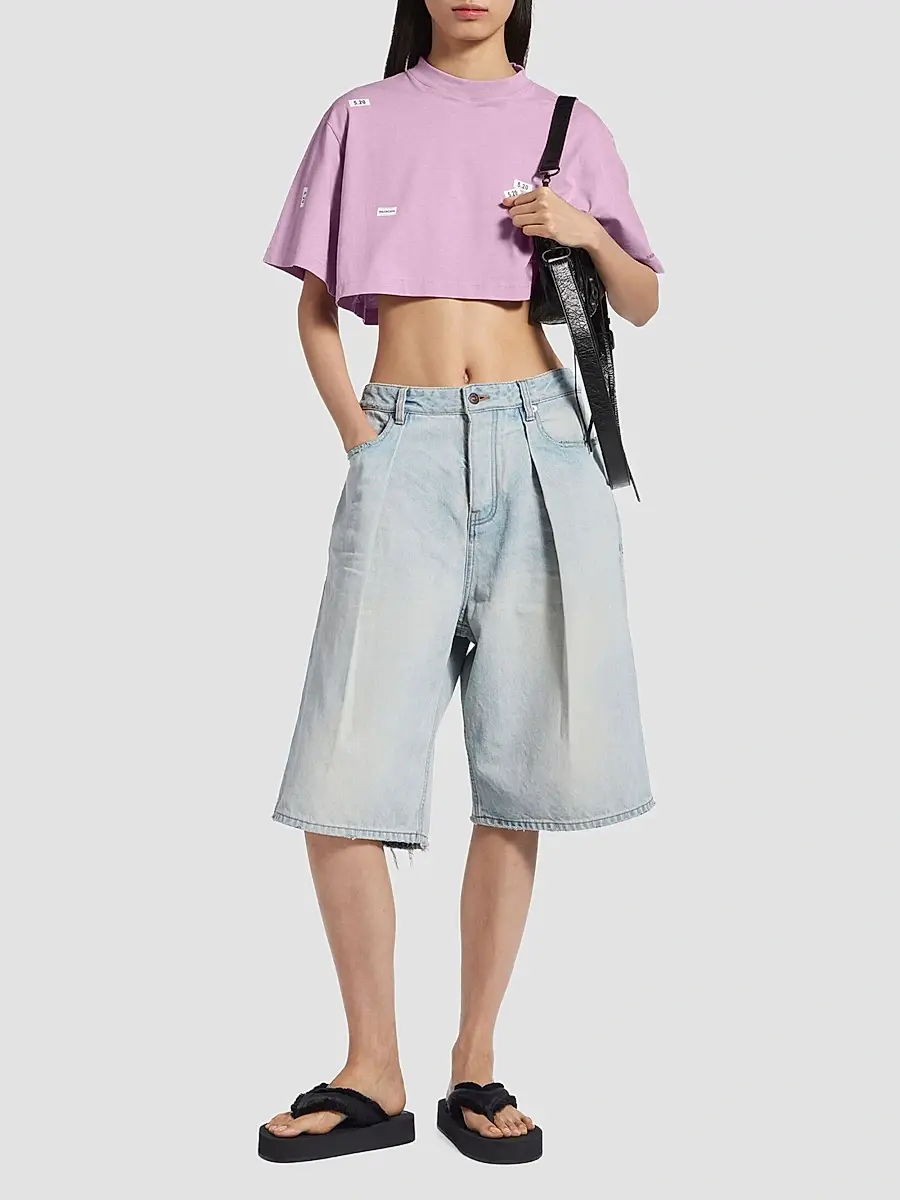 Balenciaga Women's Stickers Cropped T-Shirt | Thumbnail 2
