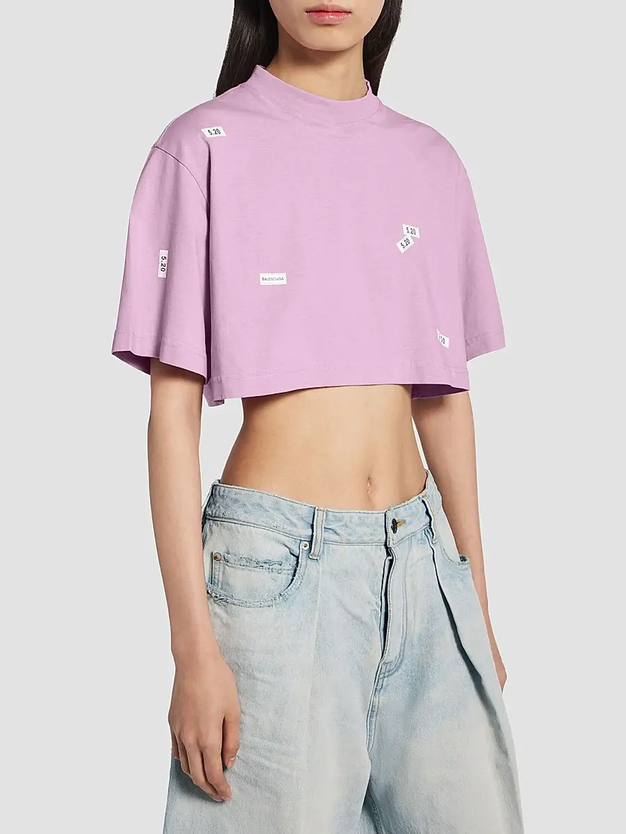 Balenciaga Women's Stickers Cropped T-Shirt | Thumbnail 3