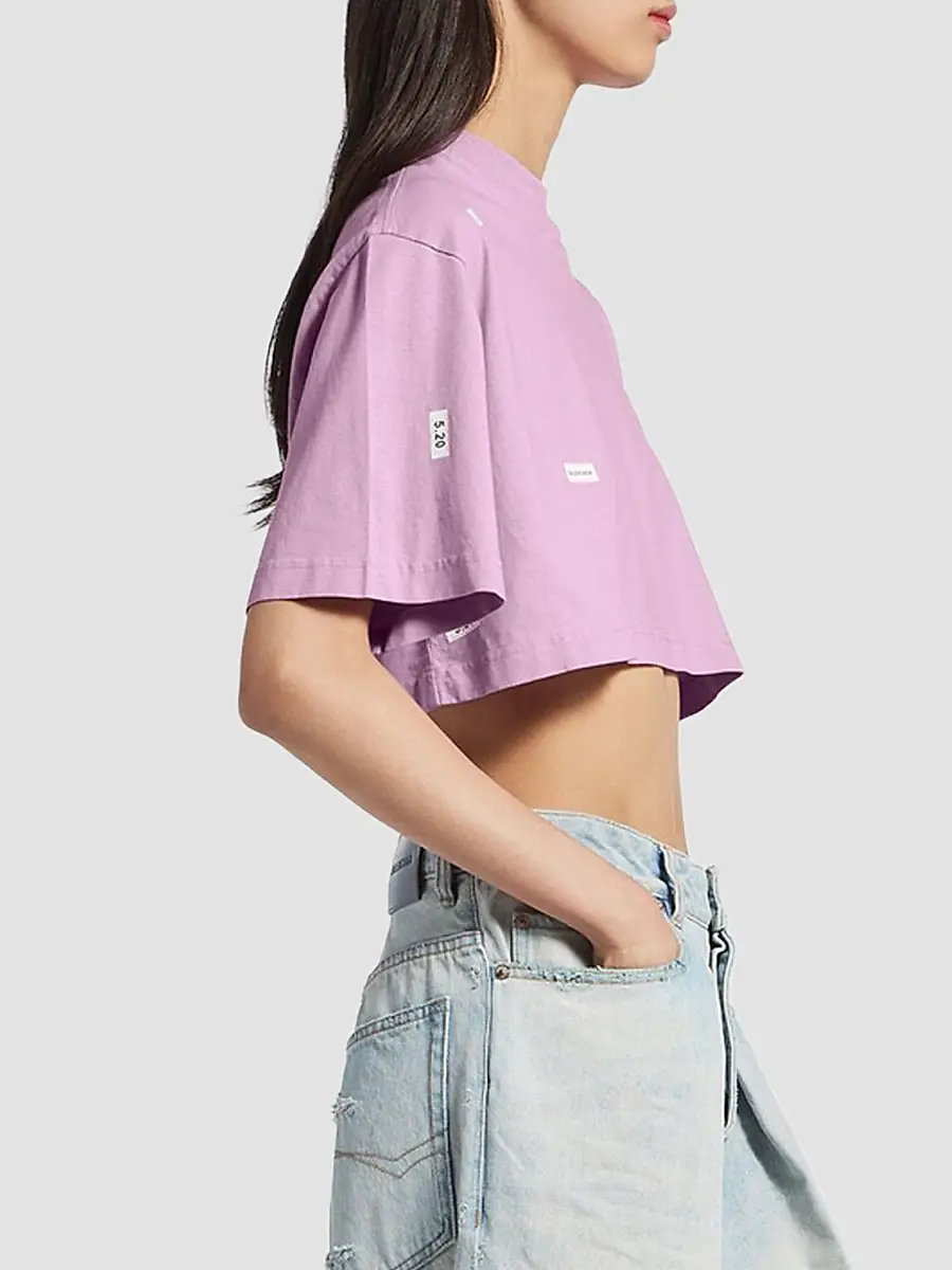 Balenciaga Women's Stickers Cropped T-Shirt | Thumbnail 4