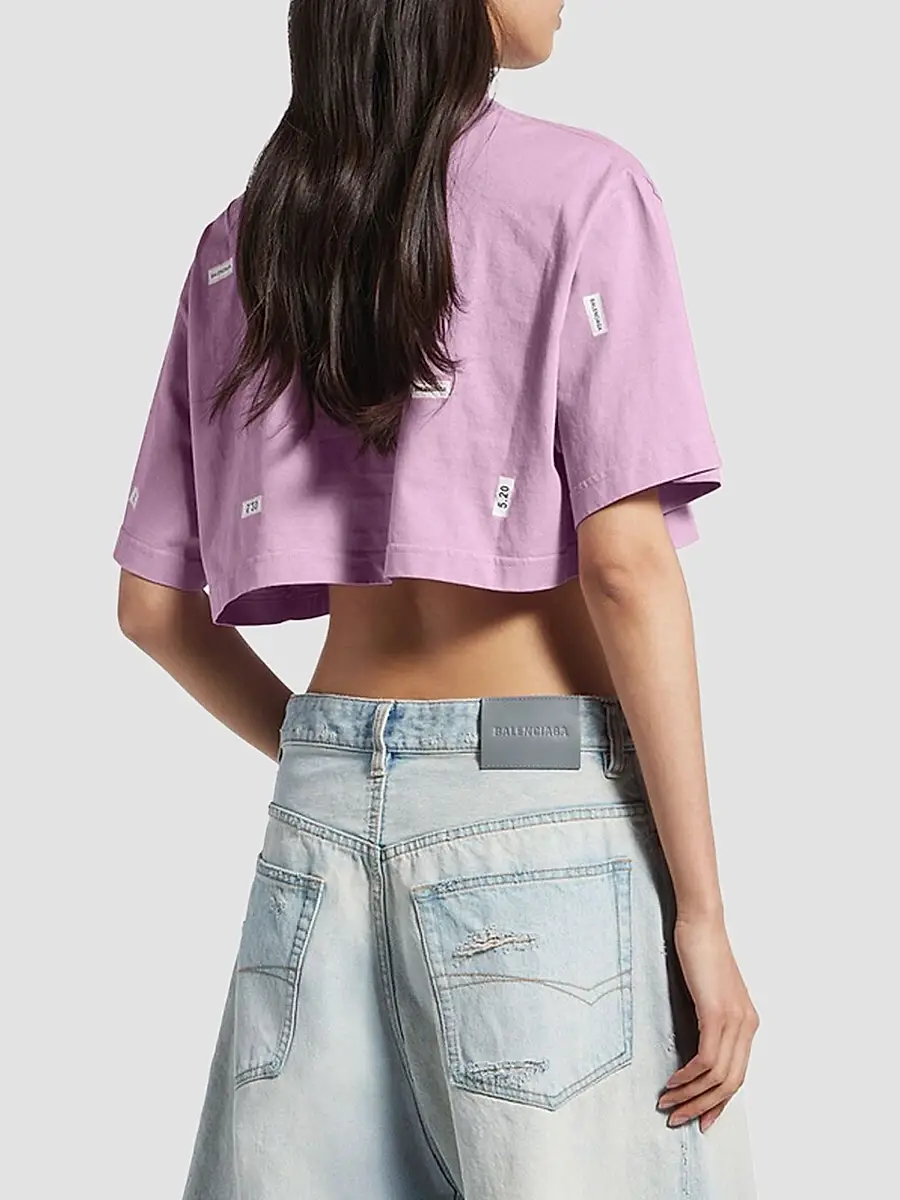 Balenciaga Women's Stickers Cropped T-Shirt | Thumbnail 5
