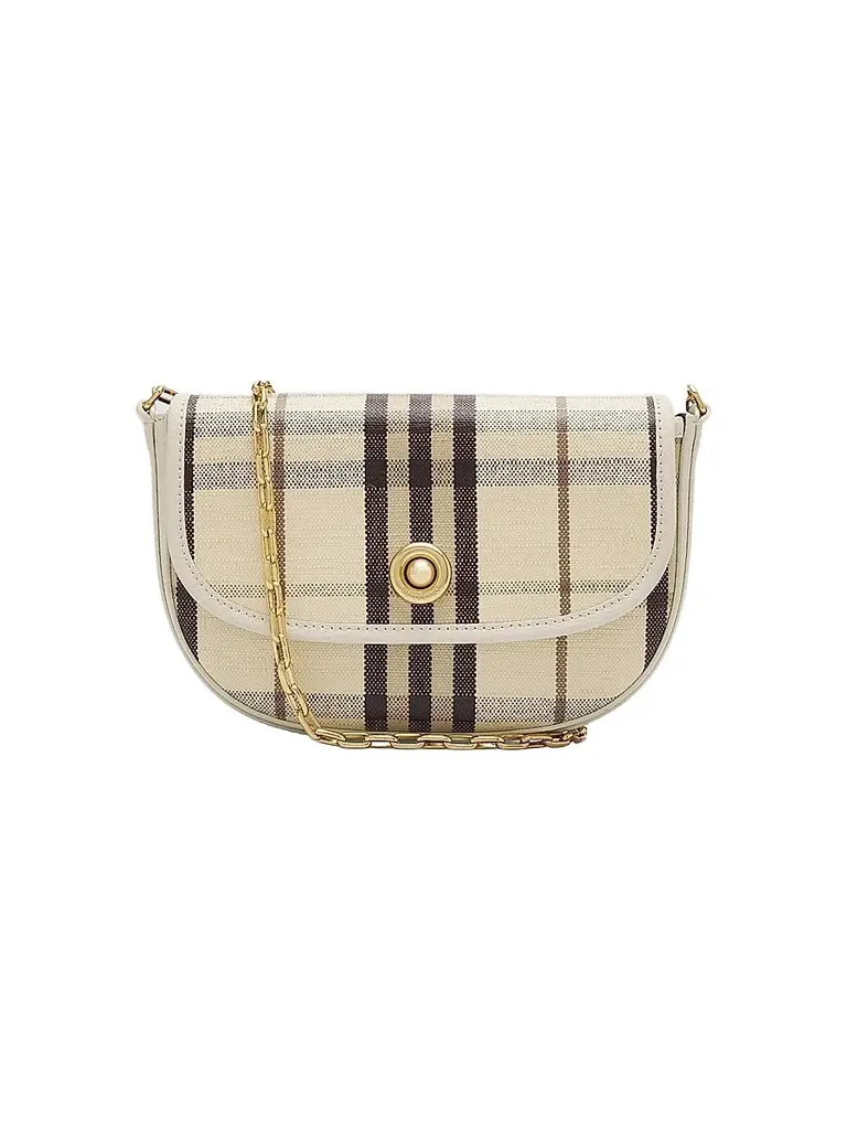 Burberry Women's Highlands Check Chain-Strap Crossbody Bag - Light Beige | Image 1 Burberry Women's Highlands Check Chain-Strap Crossbody Bag - Light Beige | Image 1