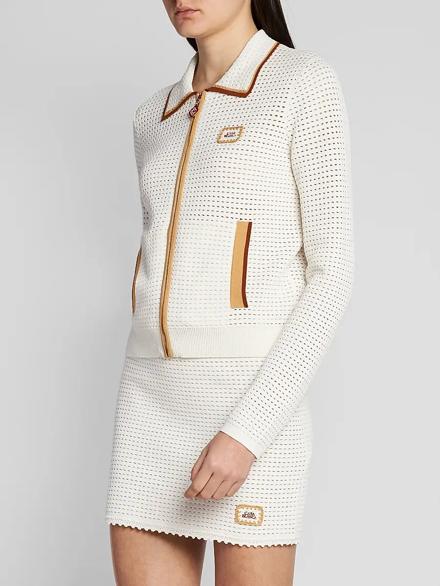 Casablanca Women's Tuck-Stitch Cotton Jacket | Thumbnail 4 Casablanca Women's Tuck-Stitch Cotton Jacket | Thumbnail 4