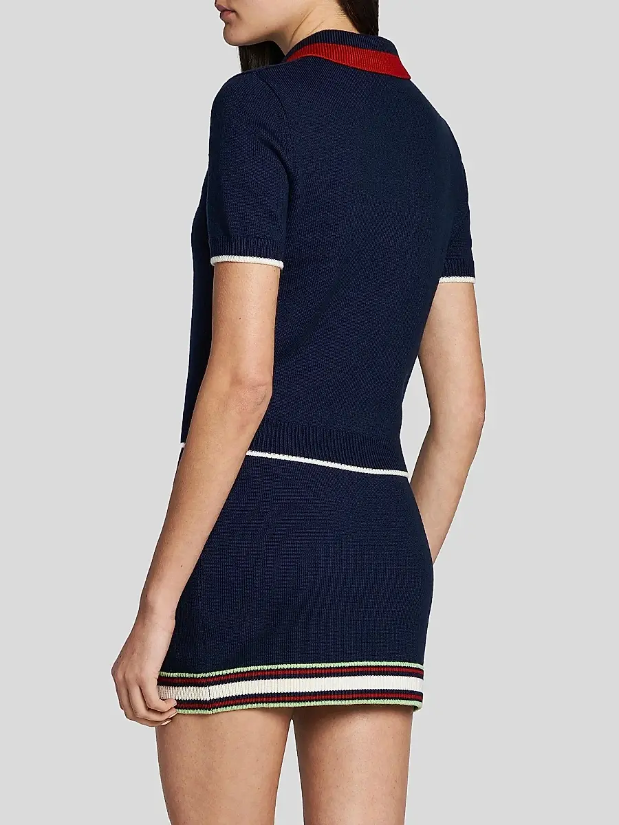 Casablanca Women's Merino Wool Quarter-Zip Polo Sweater | Thumbnail 3