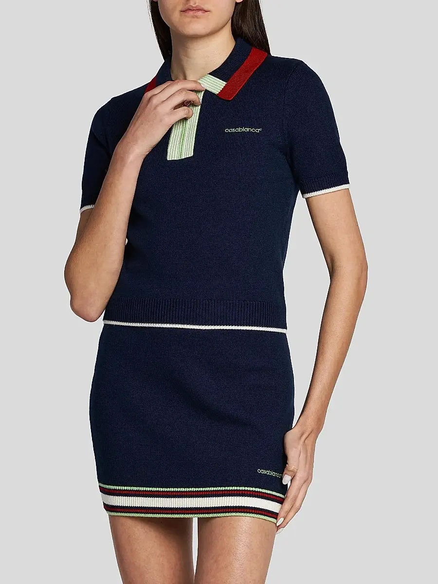 Casablanca Women's Merino Wool Quarter-Zip Polo Sweater | Thumbnail 4