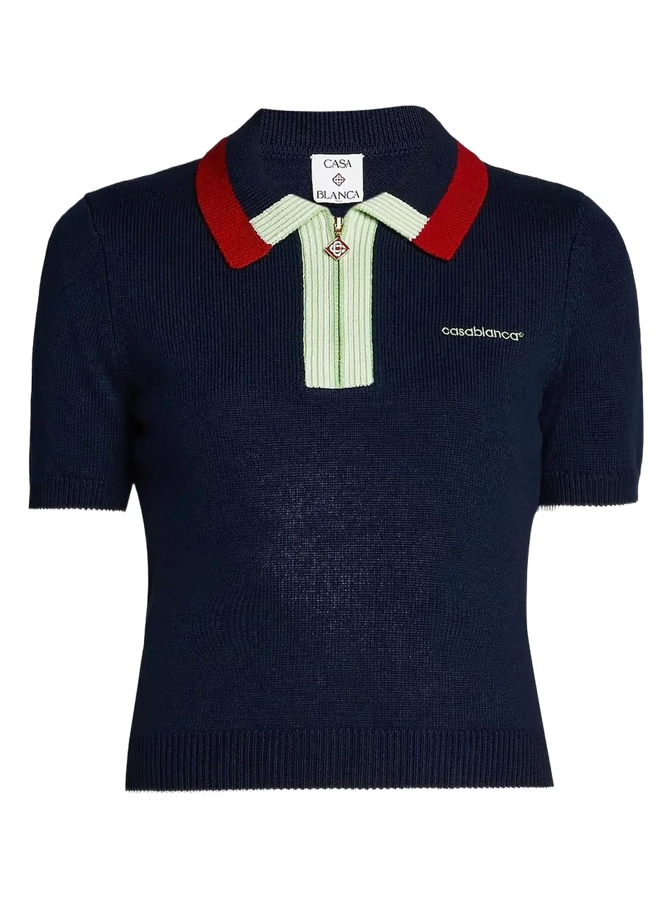 Casablanca Women's Merino Wool Quarter-Zip Polo Sweater