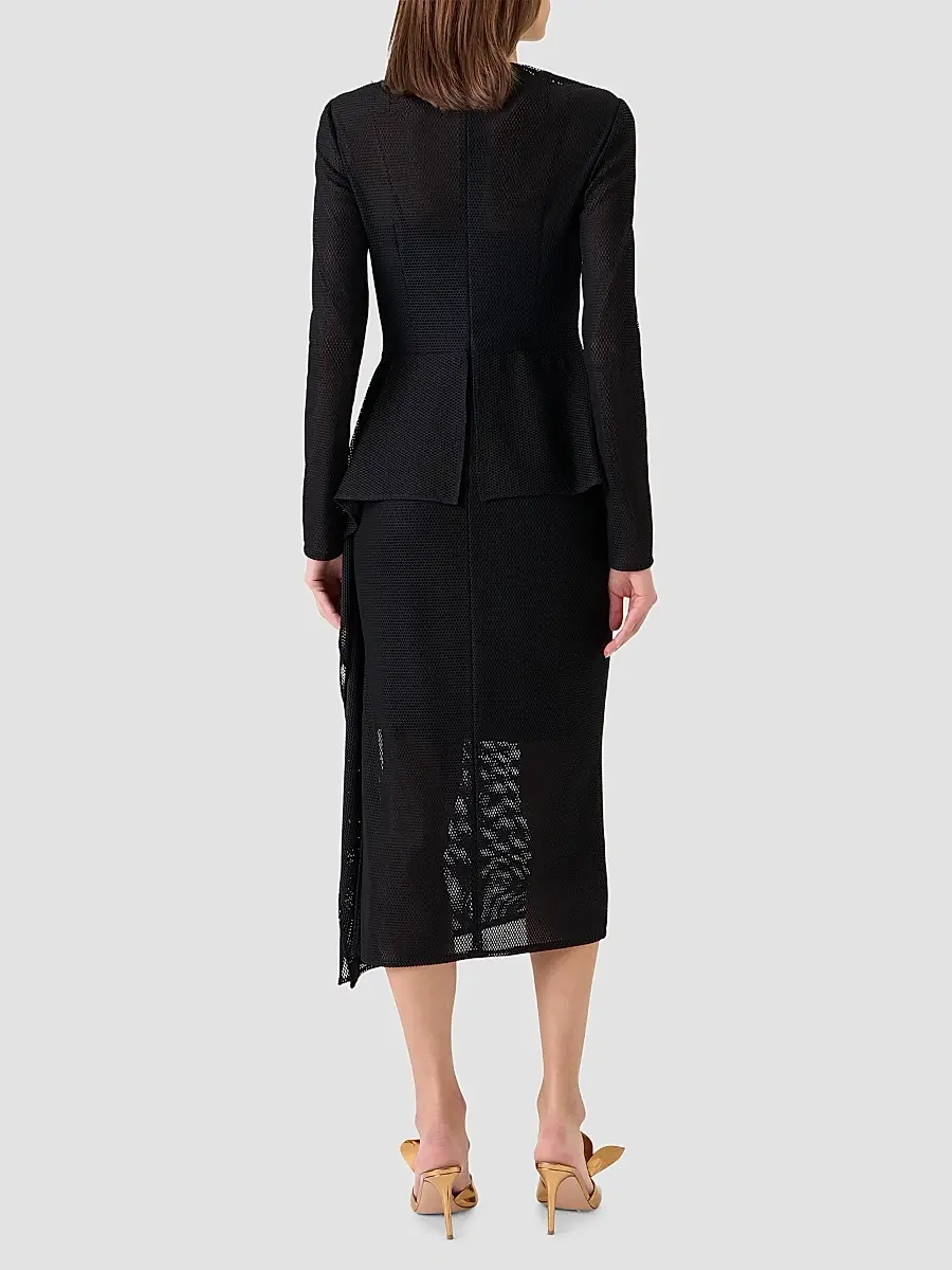 Akris Women's Mesh Draped Crewneck Midi-Dress | Thumbnail 3 Akris Women's Mesh Draped Crewneck Midi-Dress | Thumbnail 3