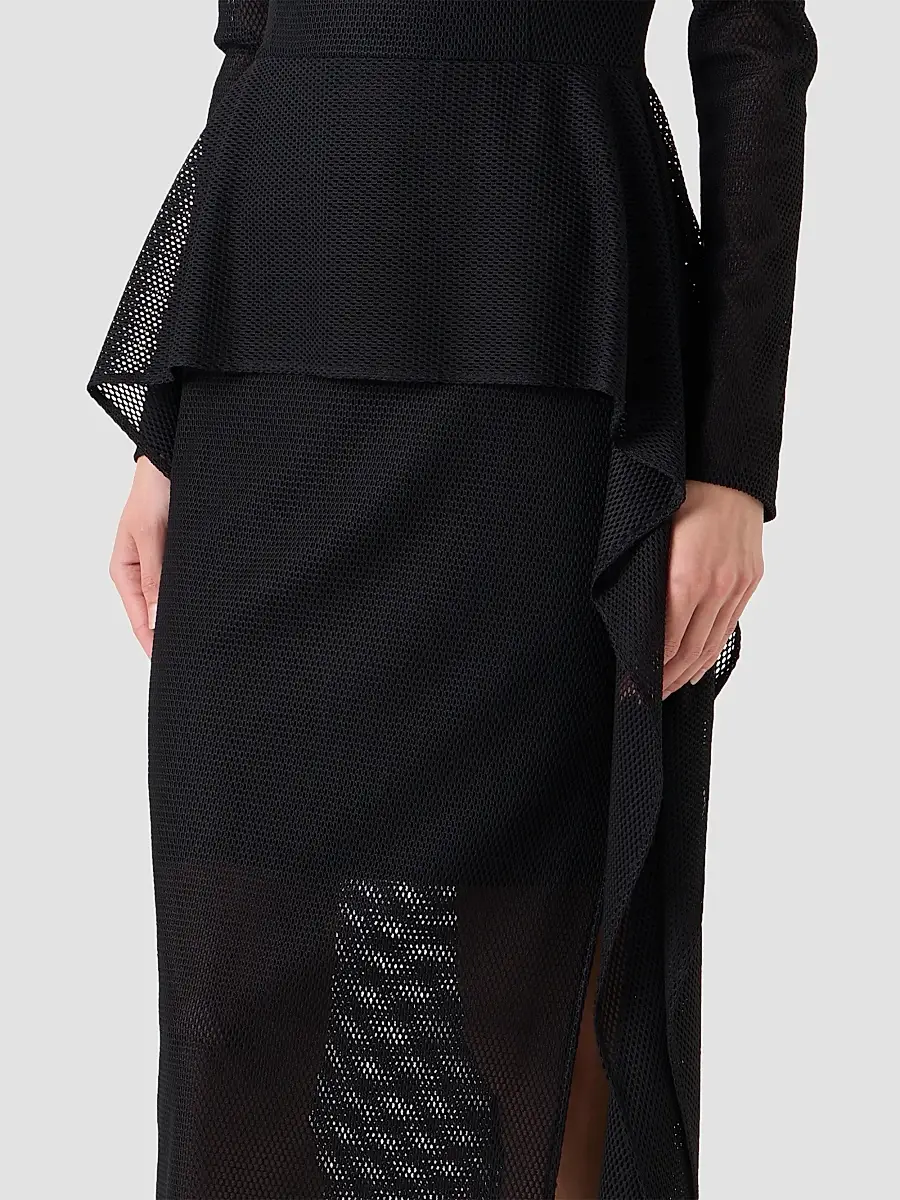 Akris Women's Mesh Draped Crewneck Midi-Dress | Thumbnail 5 Akris Women's Mesh Draped Crewneck Midi-Dress | Thumbnail 5