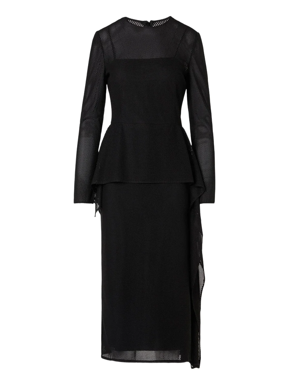 Women's Mesh Draped Crewneck Midi-Dress Women's Mesh Draped Crewneck Midi-Dress
