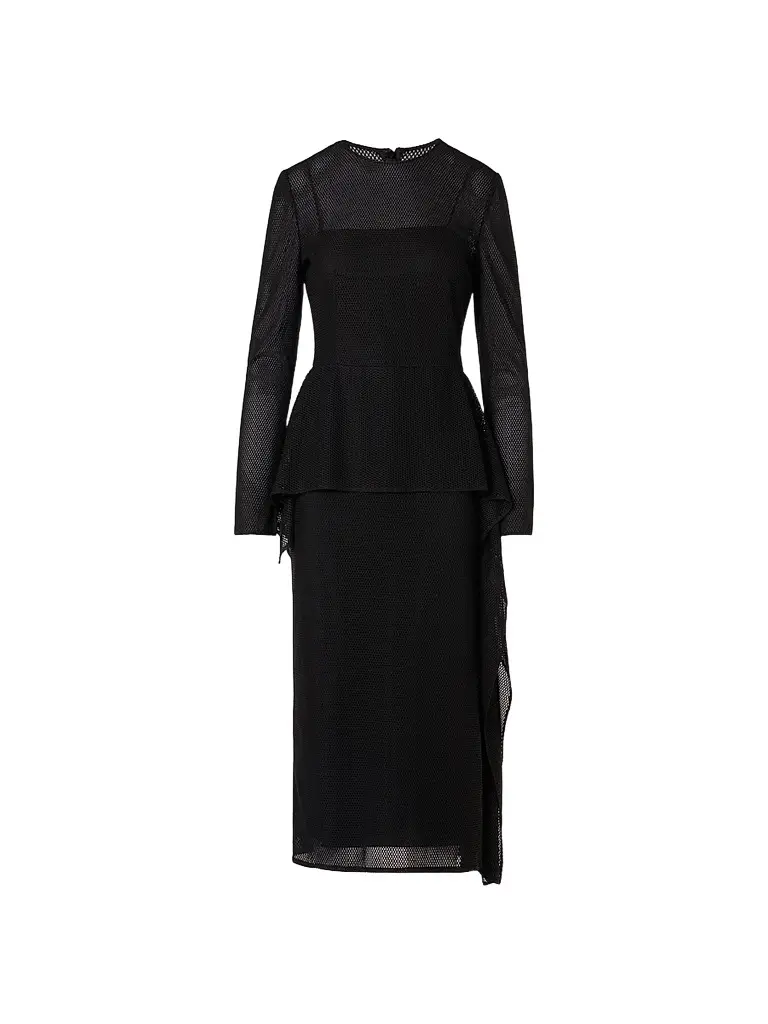 Akris Women's Mesh Draped Crewneck Midi-Dress