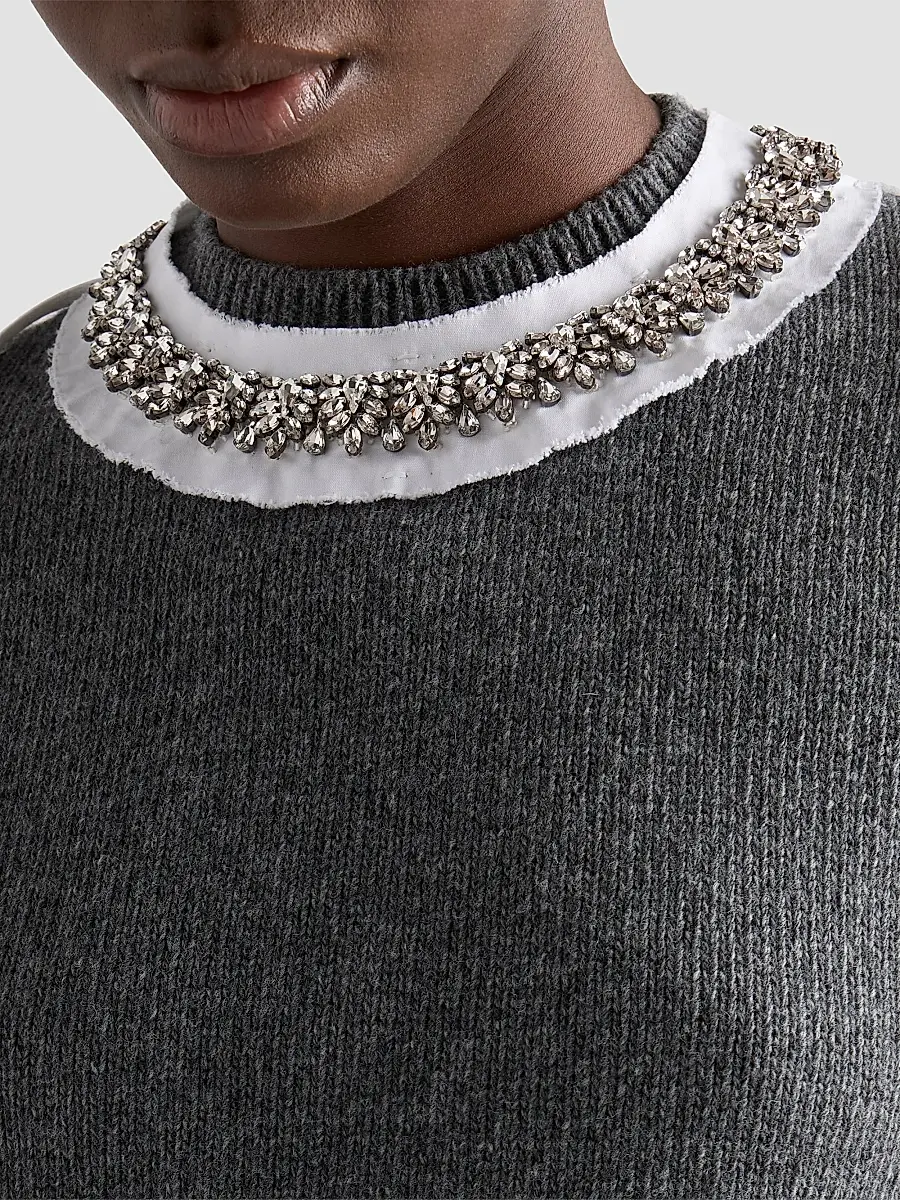 Prada Women's Short-Sleeved Wool and Cashmere Sweater - Grey | Thumbnail 7