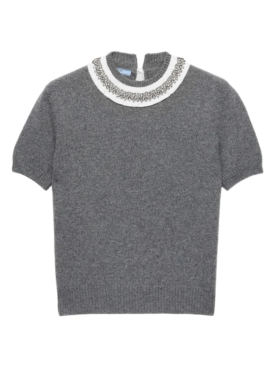 Women's Short-Sleeved Wool and Cashmere Sweater - Grey Women's Short-Sleeved Wool and Cashmere Sweater - Grey