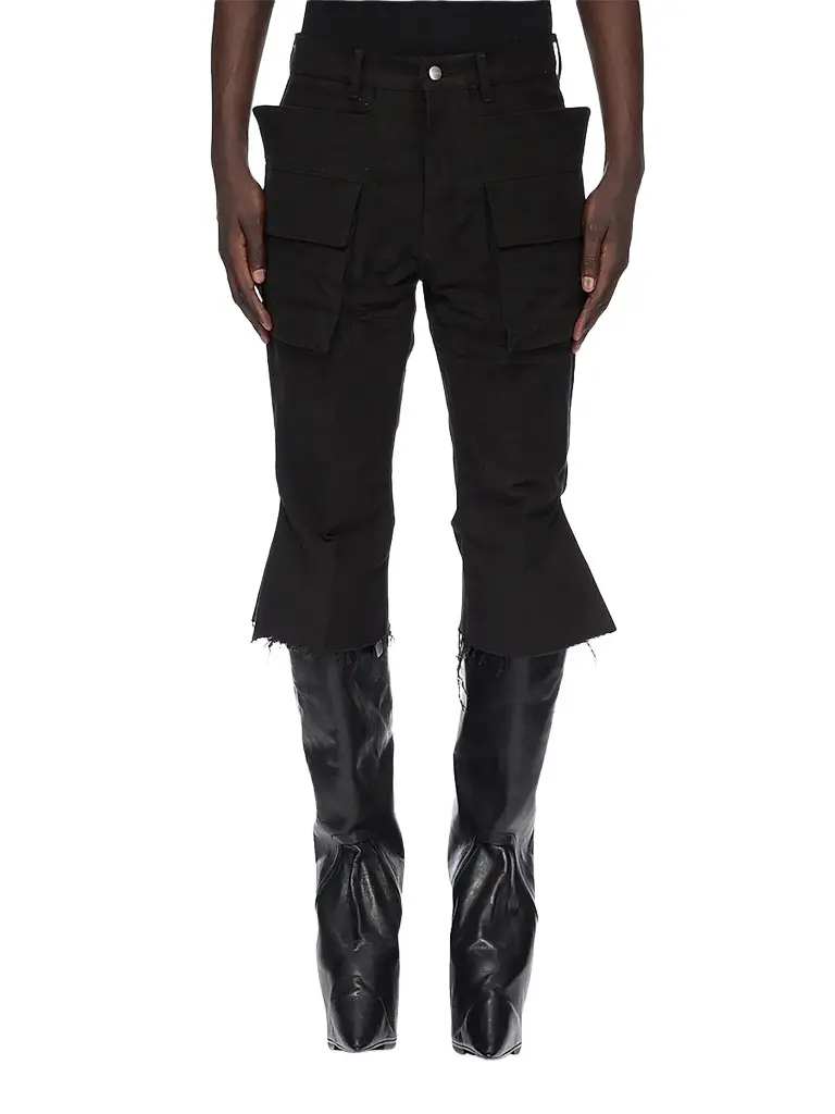 Rick Owens Men's Bolan Cropped Cargo Pants - Black | Image 1 Rick Owens Men's Bolan Cropped Cargo Pants - Black | Image 1
