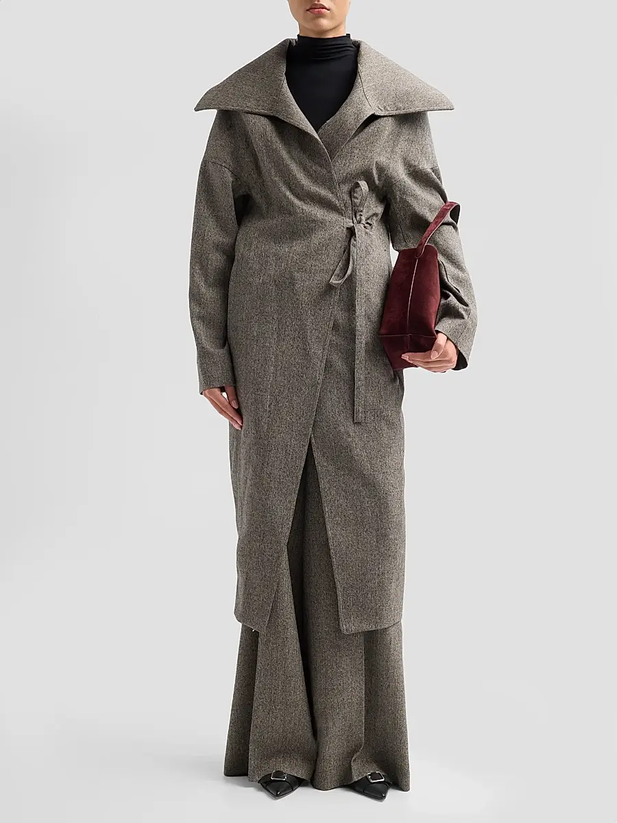 Rick Owens Women's Dracucollar Belted Wool Coat | Thumbnail 2