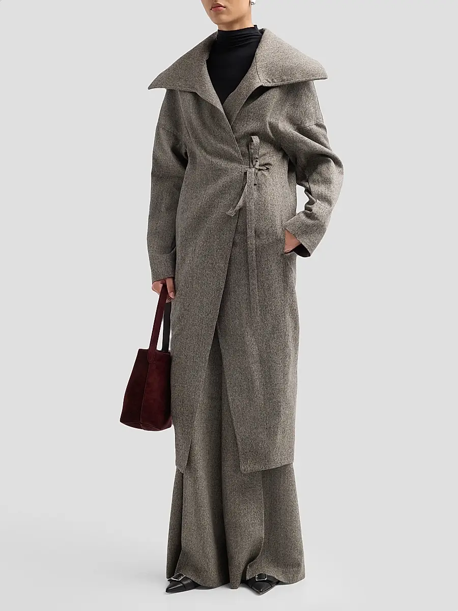 Rick Owens Women's Dracucollar Belted Wool Coat | Thumbnail 4