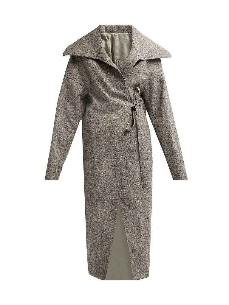Rick Owens Women's Dracucollar Belted Wool Coat - Grey Melange | Image 1 Rick Owens Women's Dracucollar Belted Wool Coat - Grey Melange | Image 1