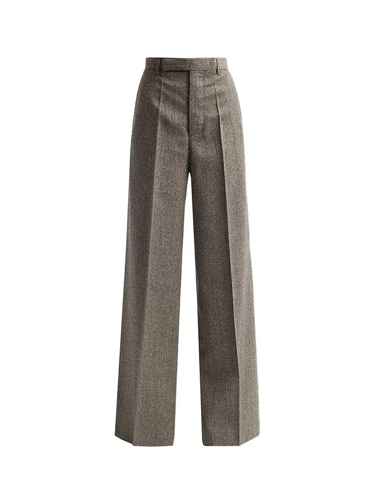 Rick Owens Women's Wide-Leg Tailored Wool Pants - Grey Melange | Image 1 Rick Owens Women's Wide-Leg Tailored Wool Pants - Grey Melange | Image 1