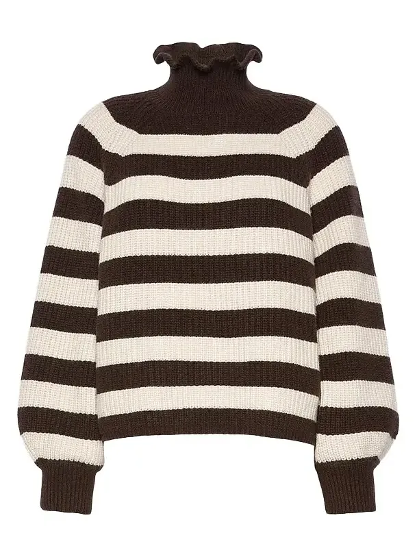 Women's Relaxed Cut Wool and Cashmere Sweater - Dark Brown