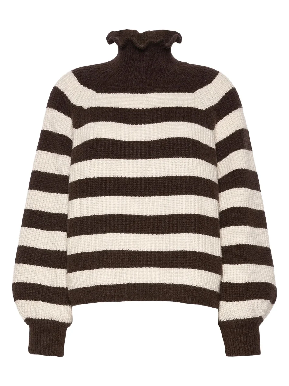 Women's Relaxed Cut Wool and Cashmere Sweater - Dark Brown Women's Relaxed Cut Wool and Cashmere Sweater - Dark Brown