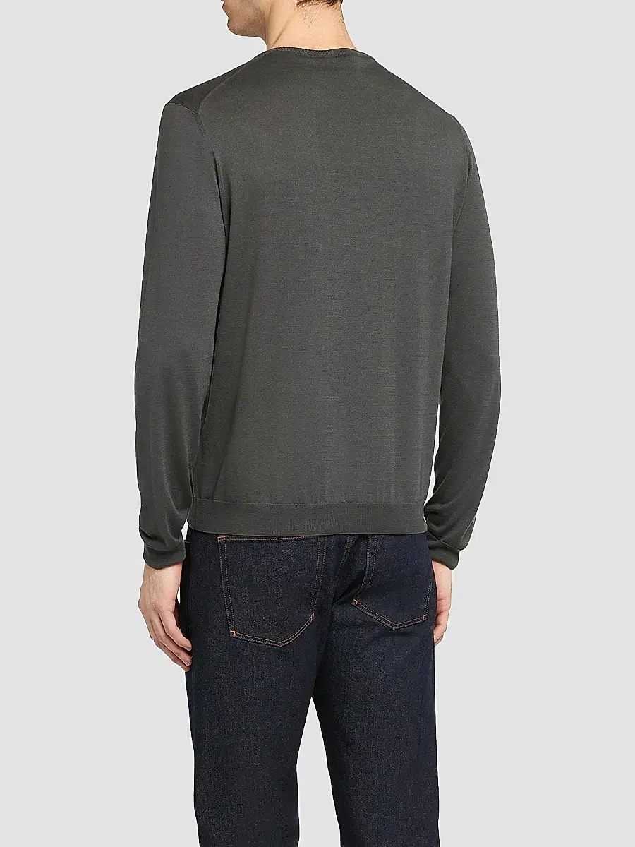 Giorgio Armani Men's Silk-Cotton Crewneck Sweater | Thumbnail 3 Giorgio Armani Men's Silk-Cotton Crewneck Sweater | Thumbnail 3