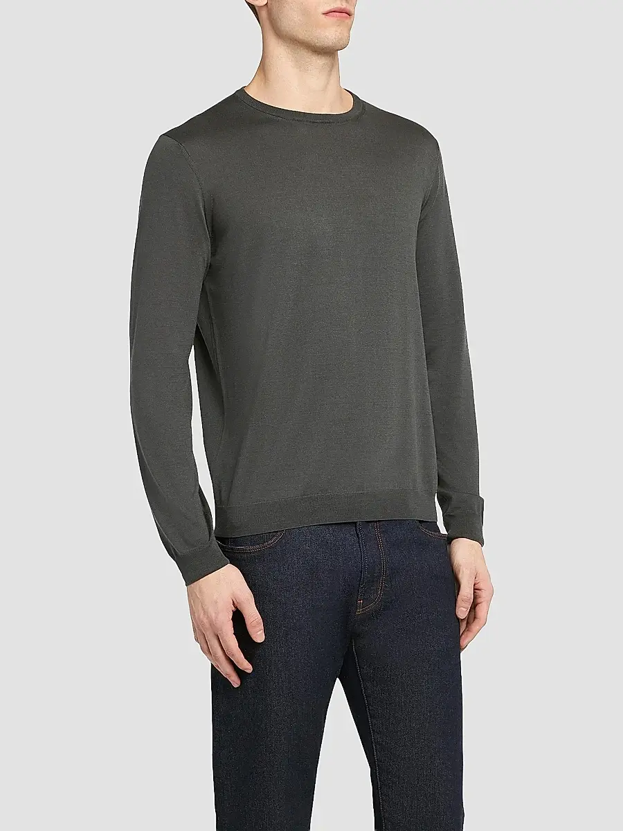 Giorgio Armani Men's Silk-Cotton Crewneck Sweater | Thumbnail 4 Giorgio Armani Men's Silk-Cotton Crewneck Sweater | Thumbnail 4