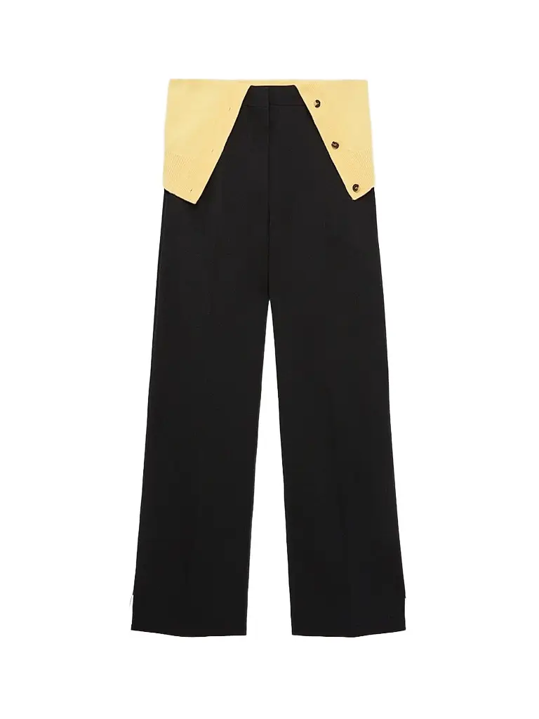 LOEWE Women's Removable-Flap-Waist Wool-Blend Trousers - Black | Image 1 LOEWE Women's Removable-Flap-Waist Wool-Blend Trousers - Black | Image 1