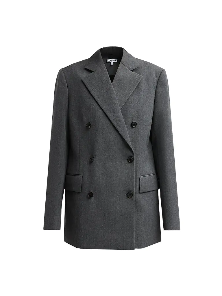 LOEWE Women's Wool Double-Breasted Blazer - Charcoal Melange | Image 1 LOEWE Women's Wool Double-Breasted Blazer - Charcoal Melange | Image 1