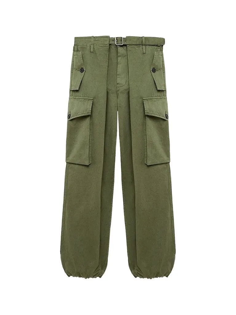 LOEWE Women's Cotton Cargo Trousers - Khaki Green | Image 1 LOEWE Women's Cotton Cargo Trousers - Khaki Green | Image 1