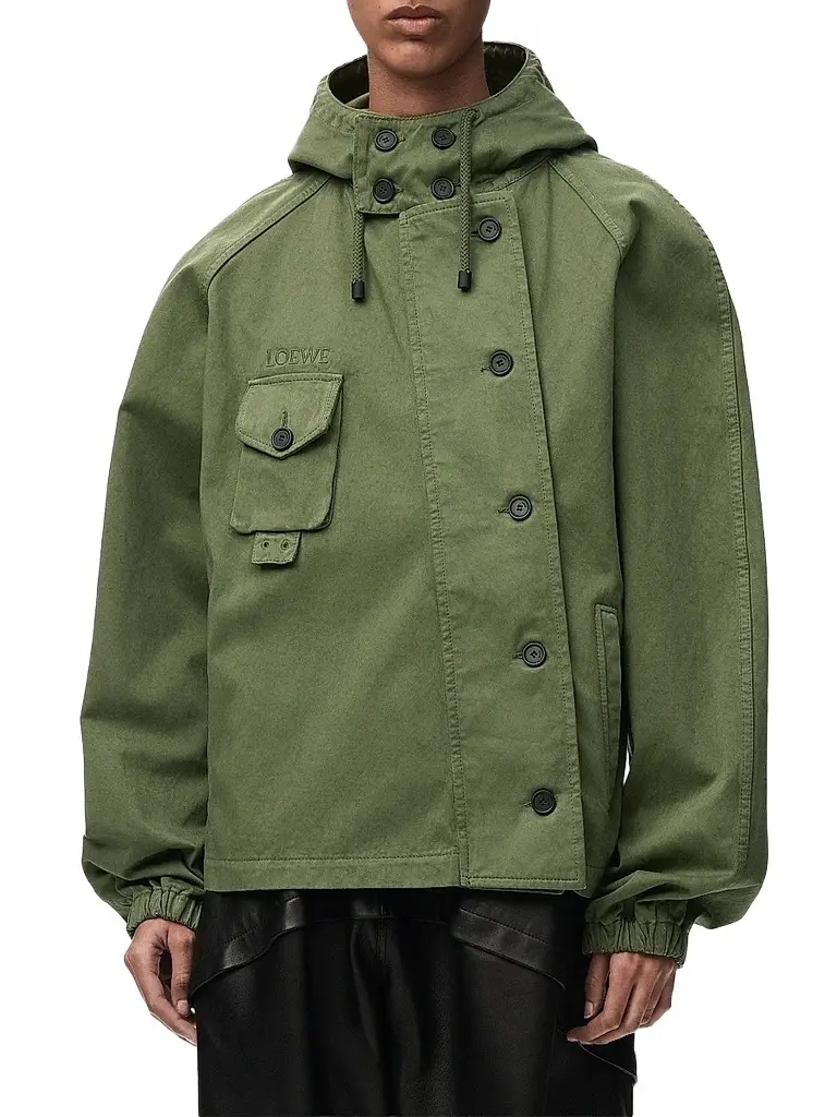 LOEWE Women's Utility Cotton Short Parka - Khaki Green | Image 1 LOEWE Women's Utility Cotton Short Parka - Khaki Green | Image 1