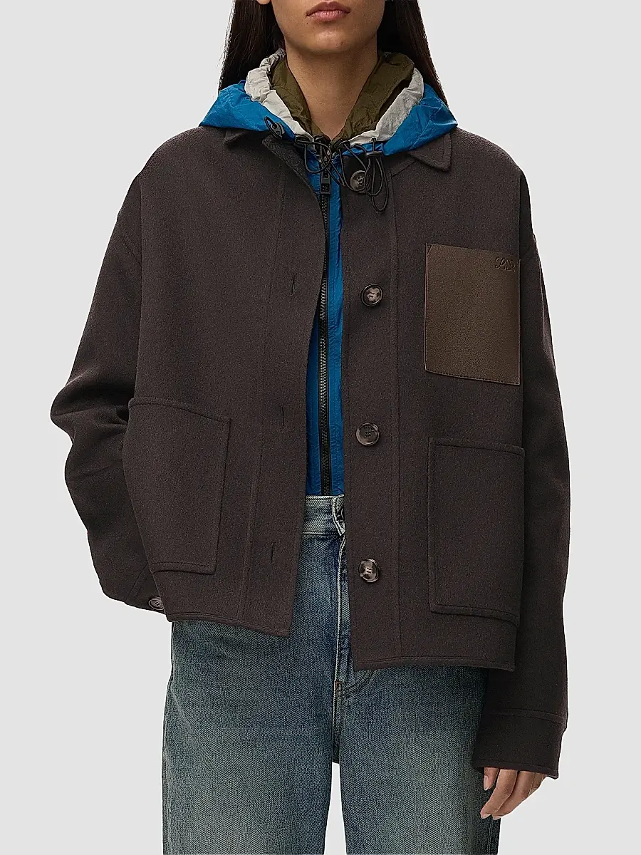 Loewe Women's Collared Wool-Cashmere Workwear Jacket | Thumbnail 4 Loewe Women's Collared Wool-Cashmere Workwear Jacket | Thumbnail 4