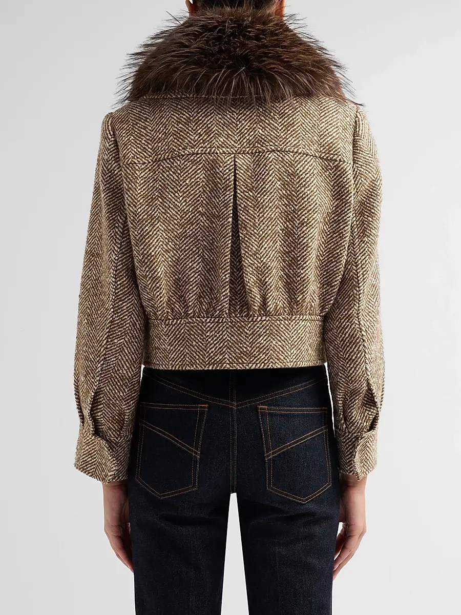 Zimmermann Women's Valiant Faux Fur Collar Biker Jacket | Thumbnail 3 Zimmermann Women's Valiant Faux Fur Collar Biker Jacket | Thumbnail 3