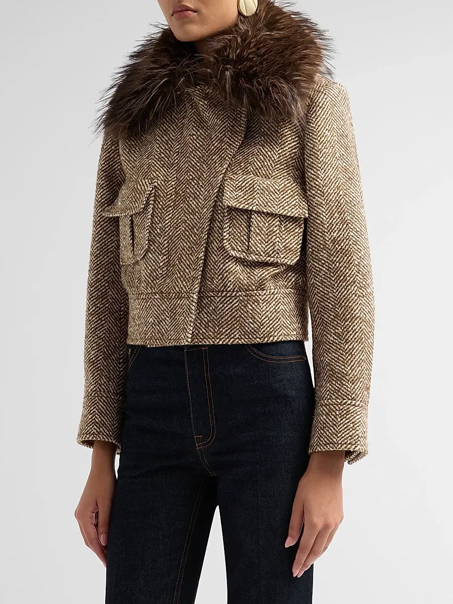 Zimmermann Women's Valiant Faux Fur Collar Biker Jacket | Thumbnail 4 Zimmermann Women's Valiant Faux Fur Collar Biker Jacket | Thumbnail 4