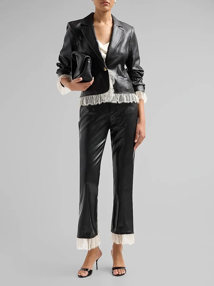Cinq à Sept Women's Roxie Maisie Lace-Cuff Faux Leather Pants | Thumbnail 2 Cinq à Sept Women's Roxie Maisie Lace-Cuff Faux Leather Pants | Thumbnail 2