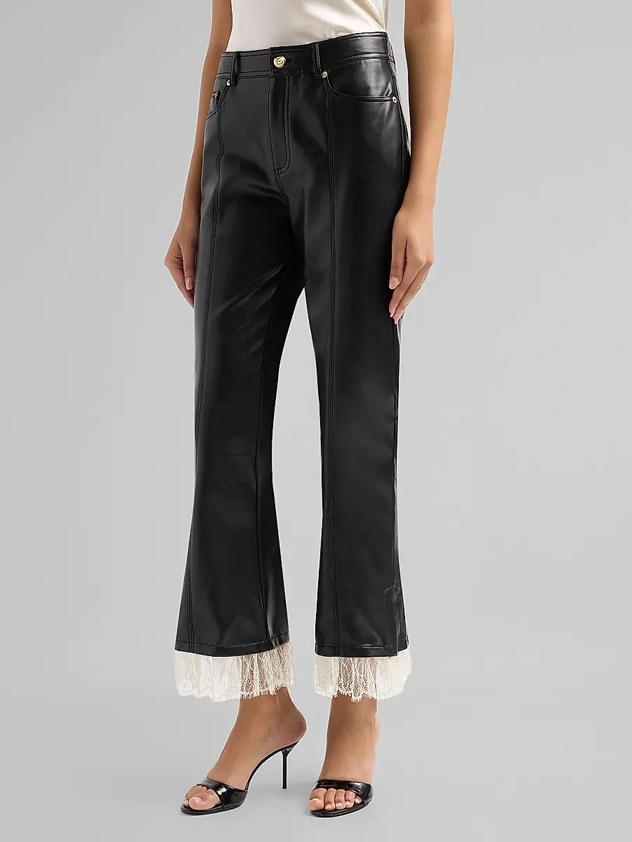 Cinq à Sept Women's Roxie Maisie Lace-Cuff Faux Leather Pants | Thumbnail 4 Cinq à Sept Women's Roxie Maisie Lace-Cuff Faux Leather Pants | Thumbnail 4