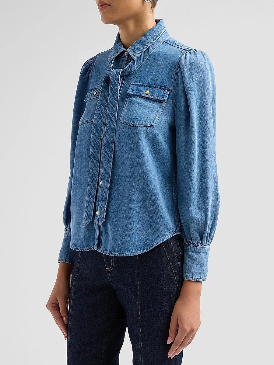Cinq à Sept Women's Adair Denim Top | Thumbnail 4 Cinq à Sept Women's Adair Denim Top | Thumbnail 4