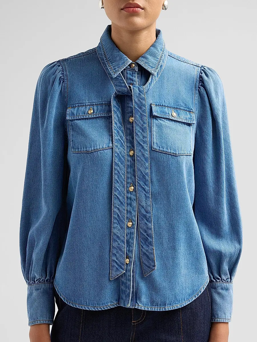 Cinq à Sept Women's Adair Denim Top | Thumbnail 5 Cinq à Sept Women's Adair Denim Top | Thumbnail 5