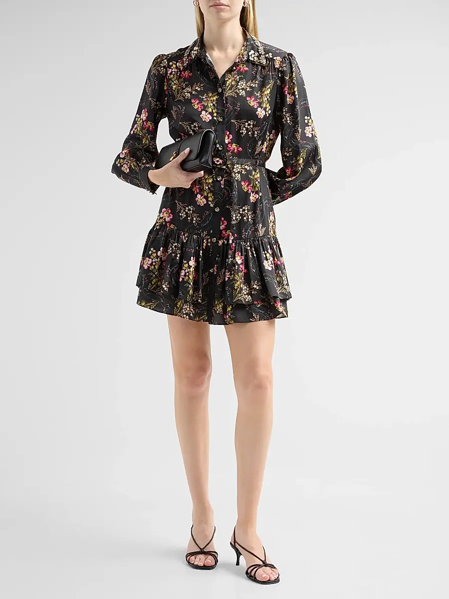 Cinq à Sept Women's Love Letter Floral Emilienne Mini Shirtdress | Thumbnail 2 Cinq à Sept Women's Love Letter Floral Emilienne Mini Shirtdress | Thumbnail 2