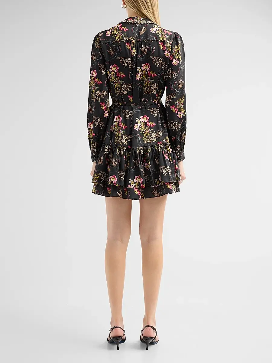 Cinq à Sept Women's Love Letter Floral Emilienne Mini Shirtdress | Thumbnail 3 Cinq à Sept Women's Love Letter Floral Emilienne Mini Shirtdress | Thumbnail 3