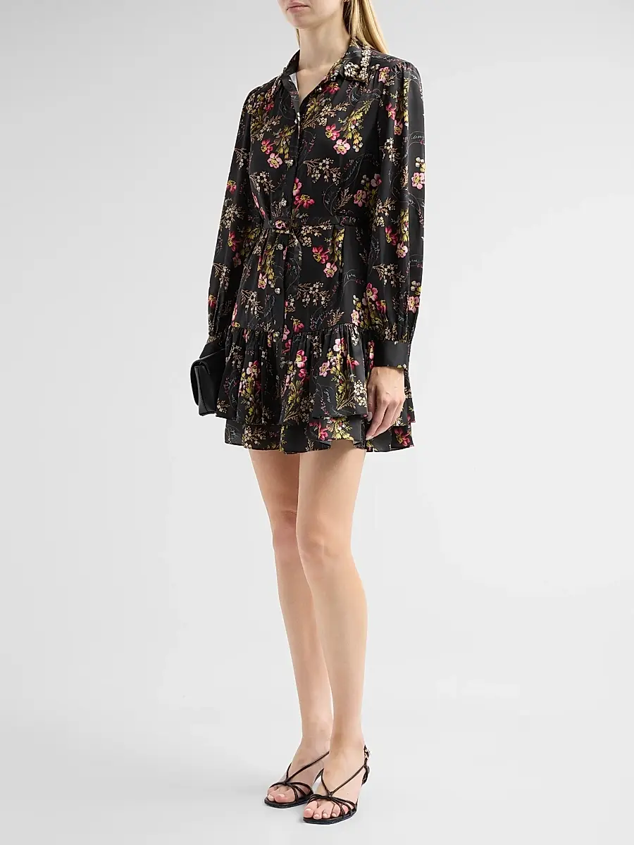 Cinq à Sept Women's Love Letter Floral Emilienne Mini Shirtdress | Thumbnail 4 Cinq à Sept Women's Love Letter Floral Emilienne Mini Shirtdress | Thumbnail 4