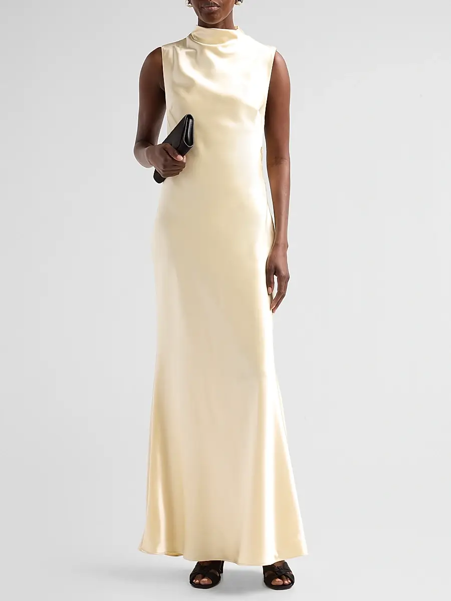Et Ochs Women's Willa Satin High Neck Gown | Thumbnail 2 Et Ochs Women's Willa Satin High Neck Gown | Thumbnail 2