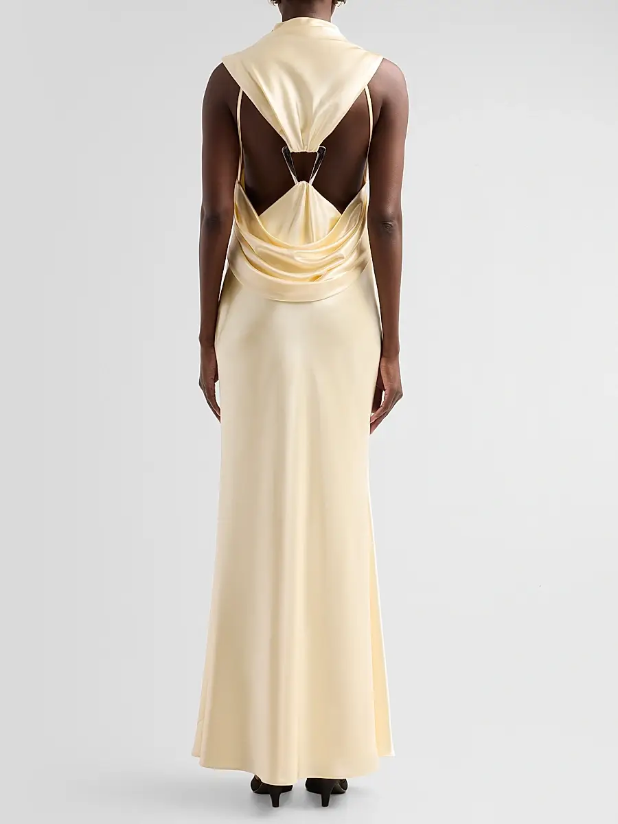 Et Ochs Women's Willa Satin High Neck Gown | Thumbnail 3 Et Ochs Women's Willa Satin High Neck Gown | Thumbnail 3