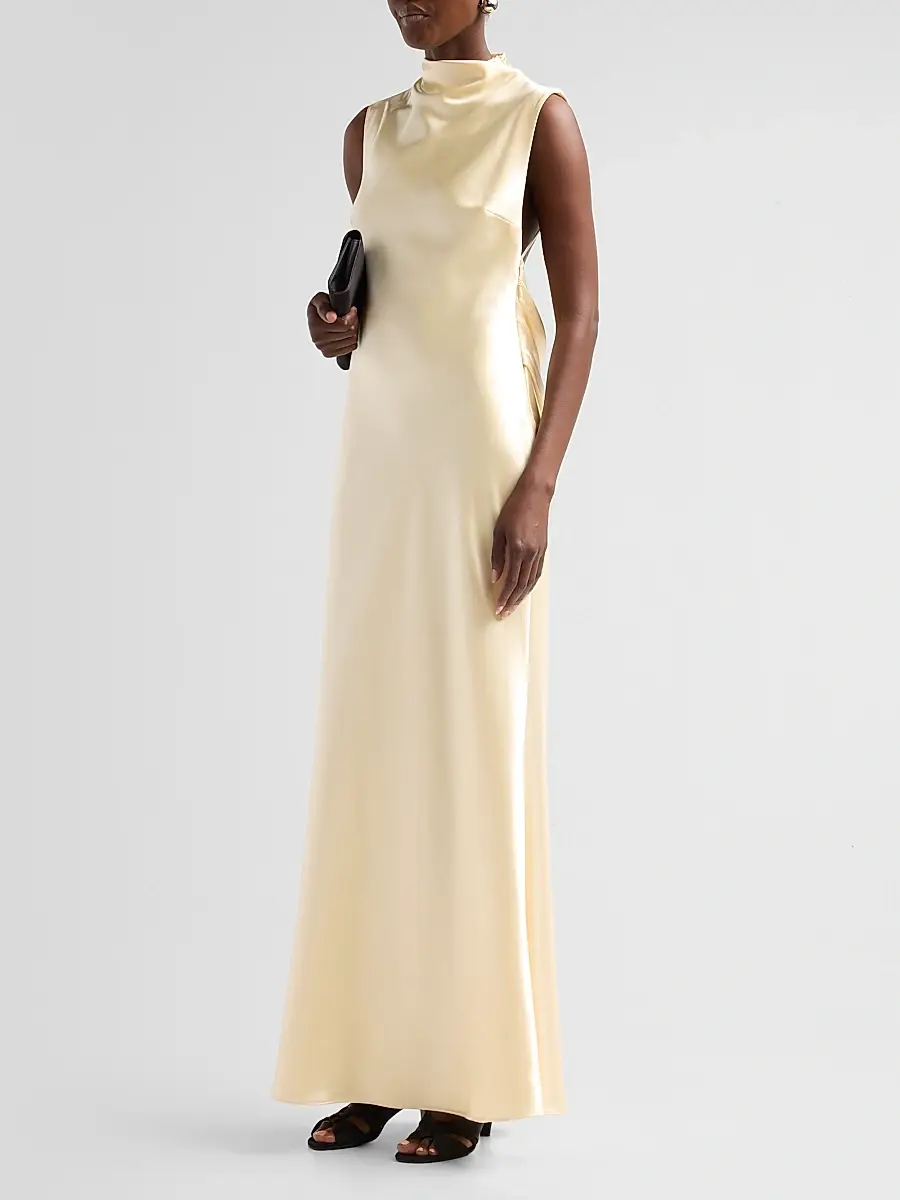 Et Ochs Women's Willa Satin High Neck Gown | Thumbnail 4 Et Ochs Women's Willa Satin High Neck Gown | Thumbnail 4