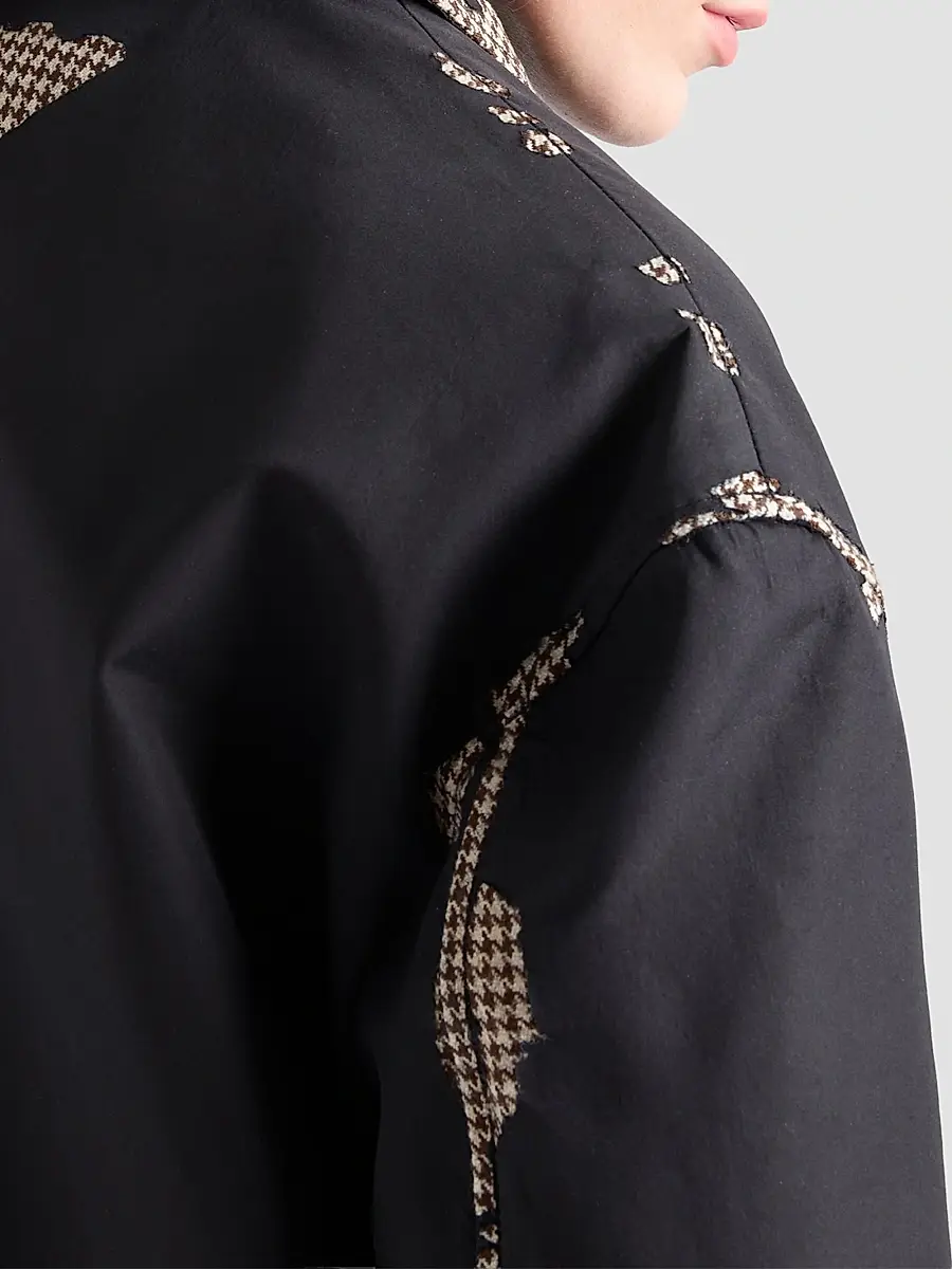 Prada Women's Bonded Leather and Houndstooth Jacket - Black | Thumbnail 6 Prada Women's Bonded Leather and Houndstooth Jacket - Black | Thumbnail 6